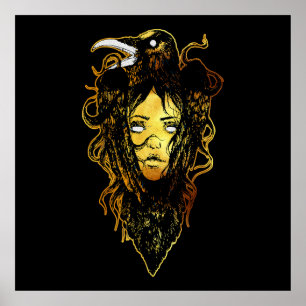 Poster Princesa Abraçada por um Corvo
