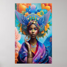 Princesa africana com asas no cabelo