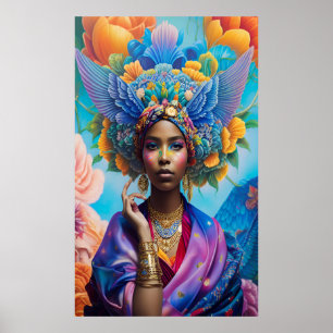 Poster Princesa africana com asas no cabelo