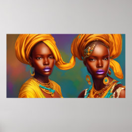 Poster Princesa africana, joias de ouro