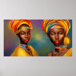 Poster Princesa africana, mulheres, joias de ouro 2