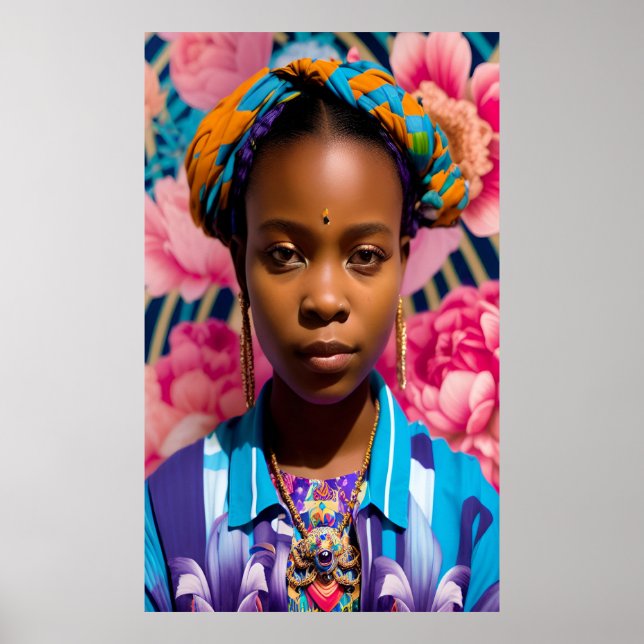 Poster Princesa africana vestindo uma blusa (Frente)
