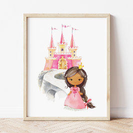 Poster Princesa Afro-Americana, Castelo, Quarto de Menina
