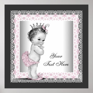 Poster Princesa Bebê Vintage Rosa