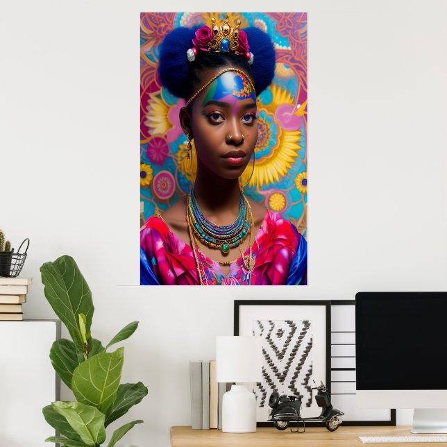 Poster Princesa bonita com tiara (Escritório em casa)