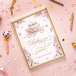 Poster Princesa Carruagem Blush Bebês Floral são Doces
