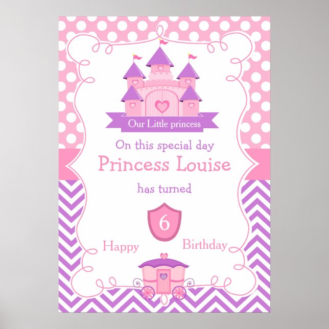 Poster Princesa Castle e Treinador Birthday (Frente)