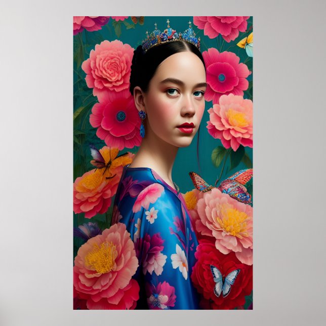 Poster Princesa com uma tiara azul (Frente)