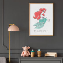 Princesa da Disney Ariel Aquarela | Quarto de Meni