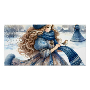Pôster Princesa da Fantasia de Inverno em uma Terra de Co