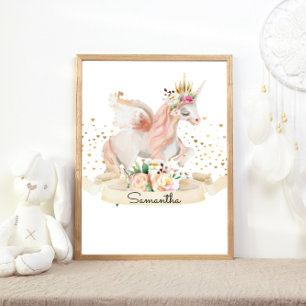 Poster Princesa de Criatura Mágica Menina Unicórnio Berçá
