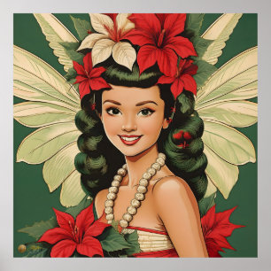 Poster Princesa de Natal Tropical de Retro