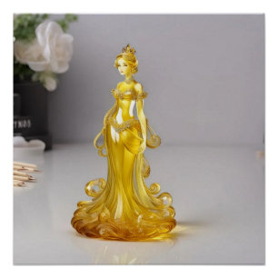 Pôster Princesa de vidro cristal com vestido amarelo
