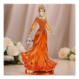 Pôster Princesa de vidro cristal com vestido de laranja