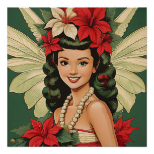 Pôster Princesa do Natal Tropical Retro dos Anos 50