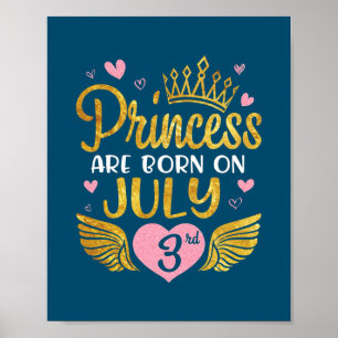 Poster Princesa É Nascer No 3 De Julho Feliz Aniversário