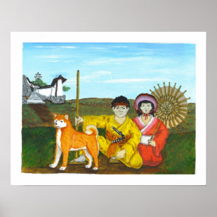 Pôster princesa e samurai de akita