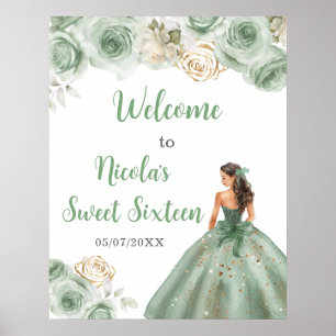 Poster Princesa em um Vestido Verde Doce Dezesseis Boas-v