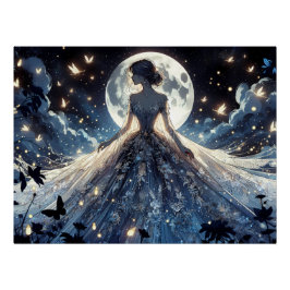 Pôster Princesa Fada ao Luar Vestido Celestial