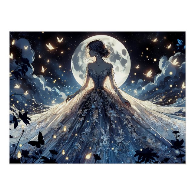 Pôster Princesa Fada ao Luar Vestido Celestial (Frente)