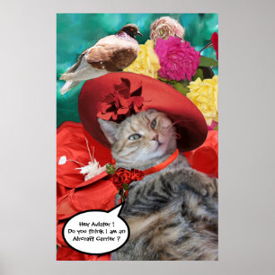 POSTER PRINCESA GATA CELEBRIDADE TATUS, CHAPÉU VERMELHO C