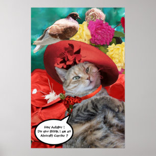POSTER PRINCESA GATA FAMOSA TATUS, CHAPÉU VERMELHO COM PO