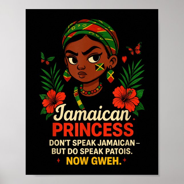 Poster Princesa Jamaicana Orgulho Roupa Engraçado Para Mu (Frente)