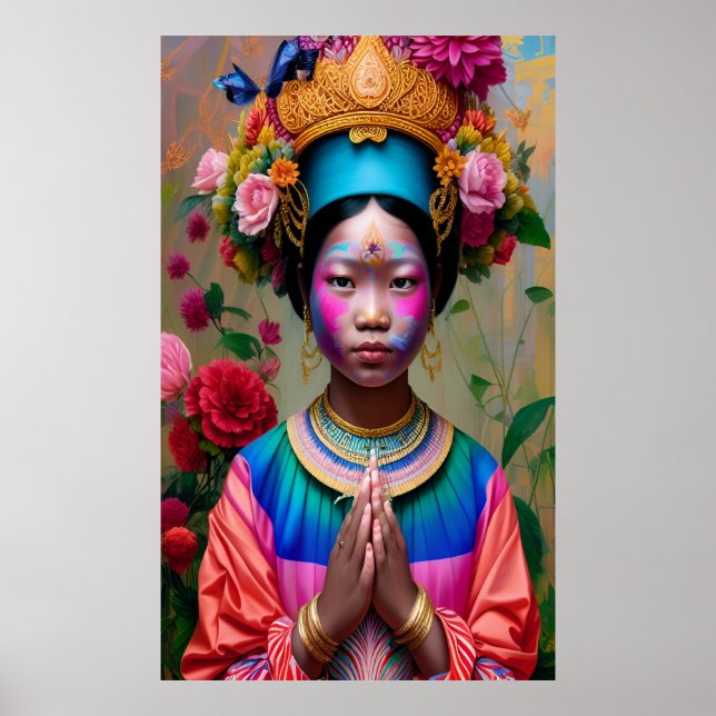 Poster Princesa jovem e floral (Frente)