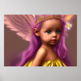 Poster Princesa Menina bonita borboleta roxa dourado