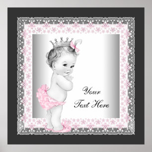 Poster Princesa Menina Rosa Vintage