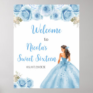 Poster Princesa no Vestido Azul Doce Dezesseis Boas-vinda