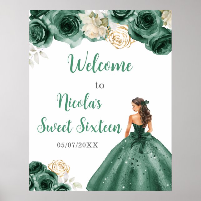 Poster Princesa no Vestido Verde Escuro Doce Dezesseis Bo (Frente)