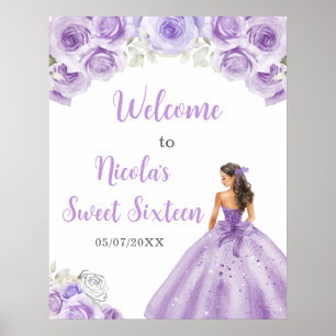 Poster Princesa num vestido roxo Doce Dezesseis Bem-Vindo