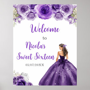 Poster Princesa num vestido roxo Doce Dezesseis Bem-Vindo