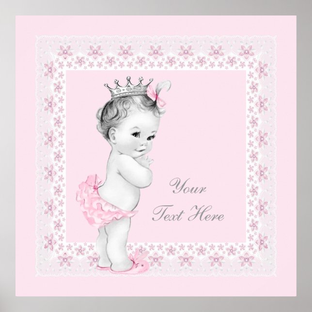 Poster Princesa Pink Adorável Bebê Menina (Frente)