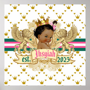 Poster Princesa Real Africana Rosa e Verde Elegante