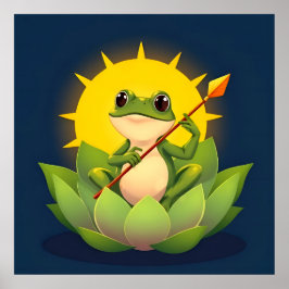 Poster Princesa Sapo Feliz no Lótus Espera pelo Príncipe