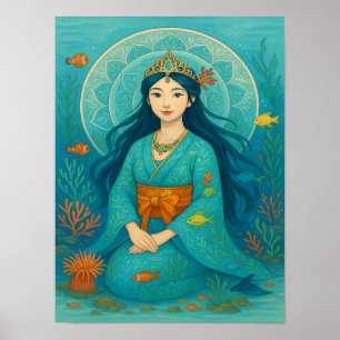Poster Princesa Submarina em Kimono
