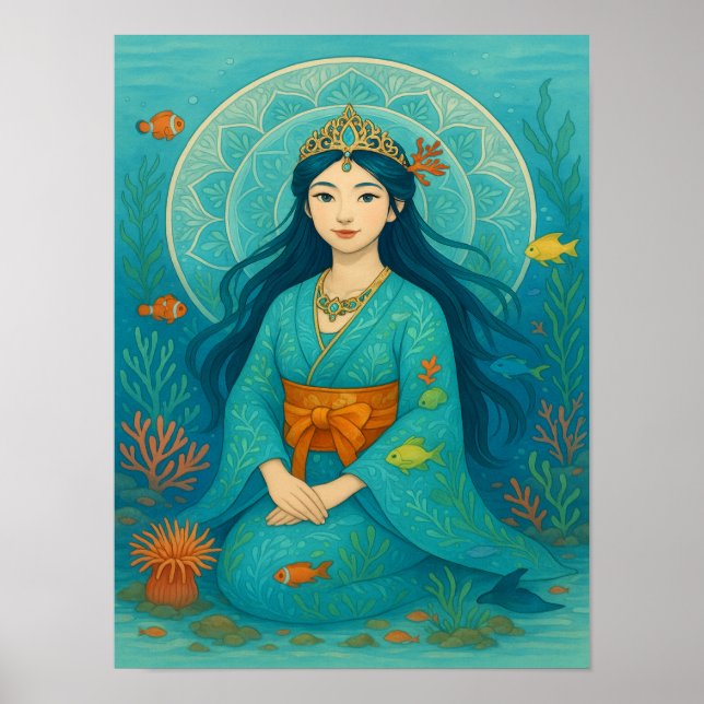 Poster Princesa Submarina em Kimono (Frente)