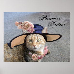 PÔSTER PRINCESA TATUS /GATA ELEGANTE,GRANDE CHAPÉU DE DIV