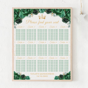 Poster Princesa Verde Quinceañera Gráfico de Assentos par