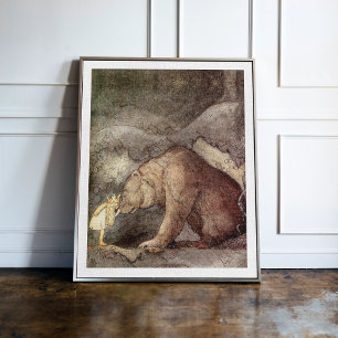Poster Princesa Vintage John Bauer Beijou Urso no Nariz
