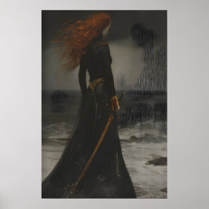 Poster Princesa Vitoriana Com Arte de Paisagem Marinha de