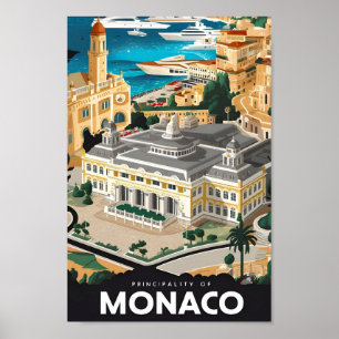 Poster Principado da Viagens vintage Mônaco