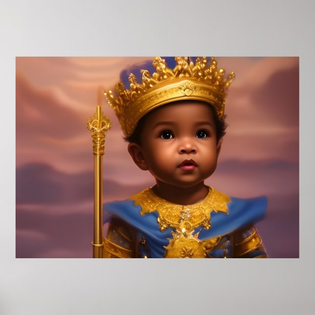 Poster Príncipe afro-americano menino bebê fofo dourado a (Frente)