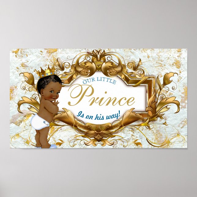 Poster Príncipe Branco e Dourado Elegante (Frente)