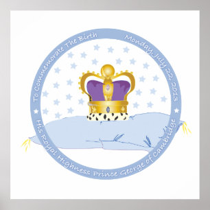 Pôster Príncipe George, Travesseiro de Cambridge e Coroa