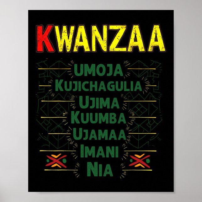 Poster Princípios de Kwanzaa Celebração do Afro-Americano (Frente)