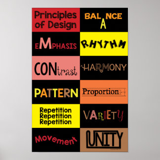 Poster Princípios do Design em cores quentes