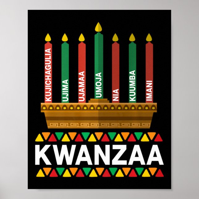 Poster Princípios Kwanzaa Candles Kinara Pan Afri (Frente)
